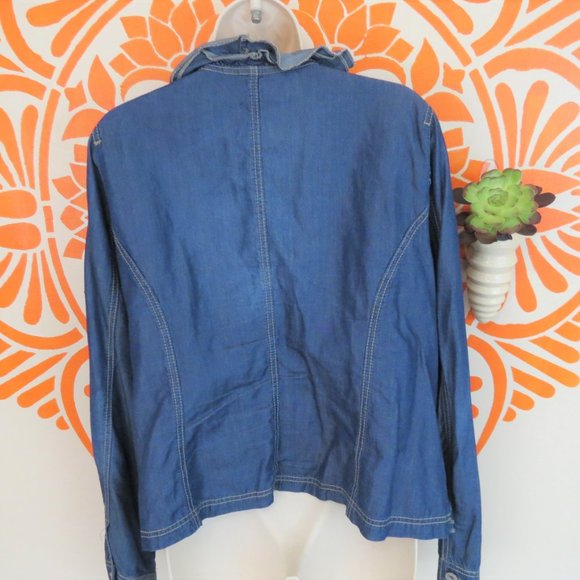 Lane Bryant Denim Shirt with Ruffled Collar 18 - Picture 2 of 2